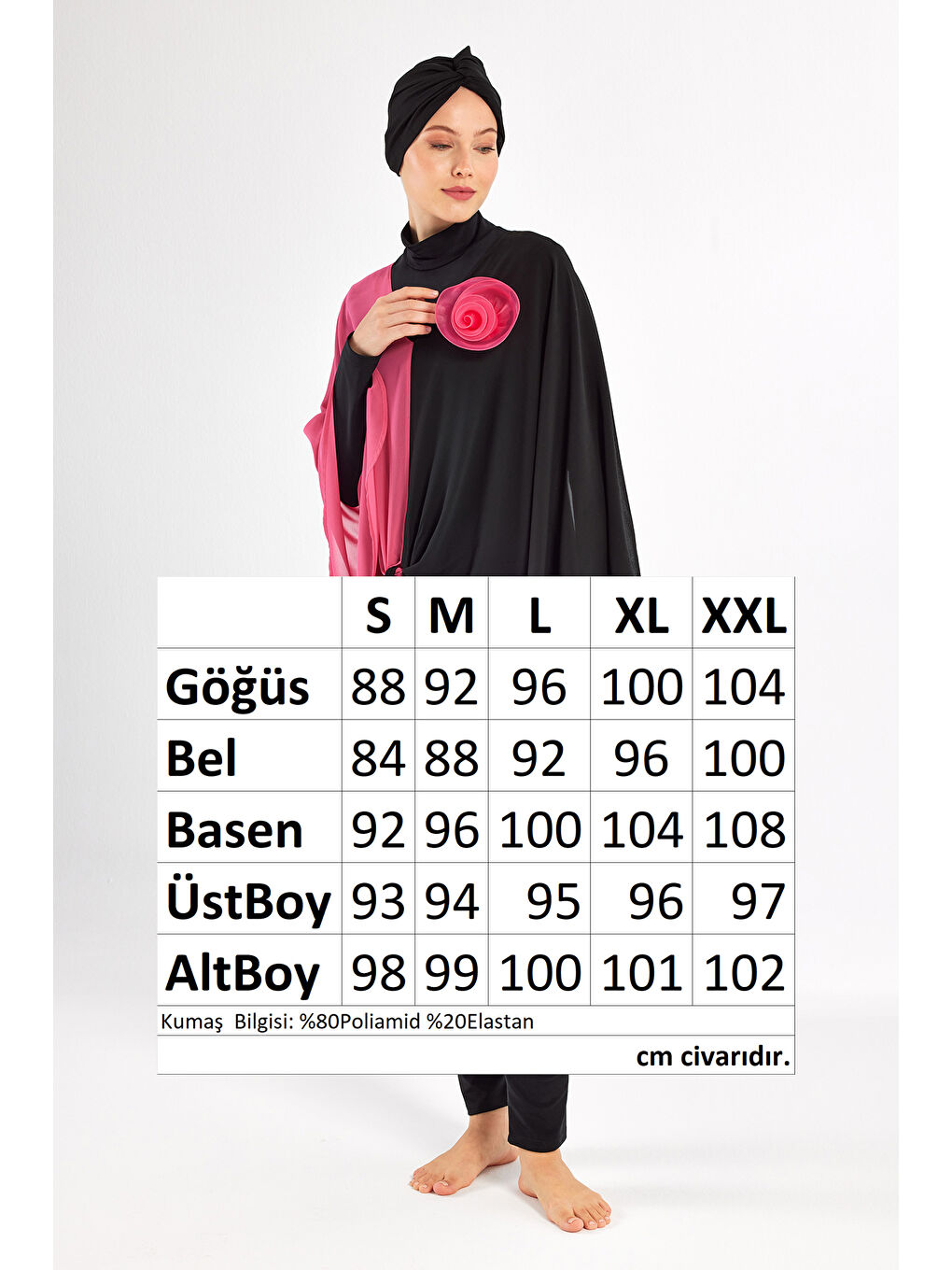3 lü Pareolu Elastanlı Tam Kapalı Tesettür Mayo Elfie 1127 Siyah-3