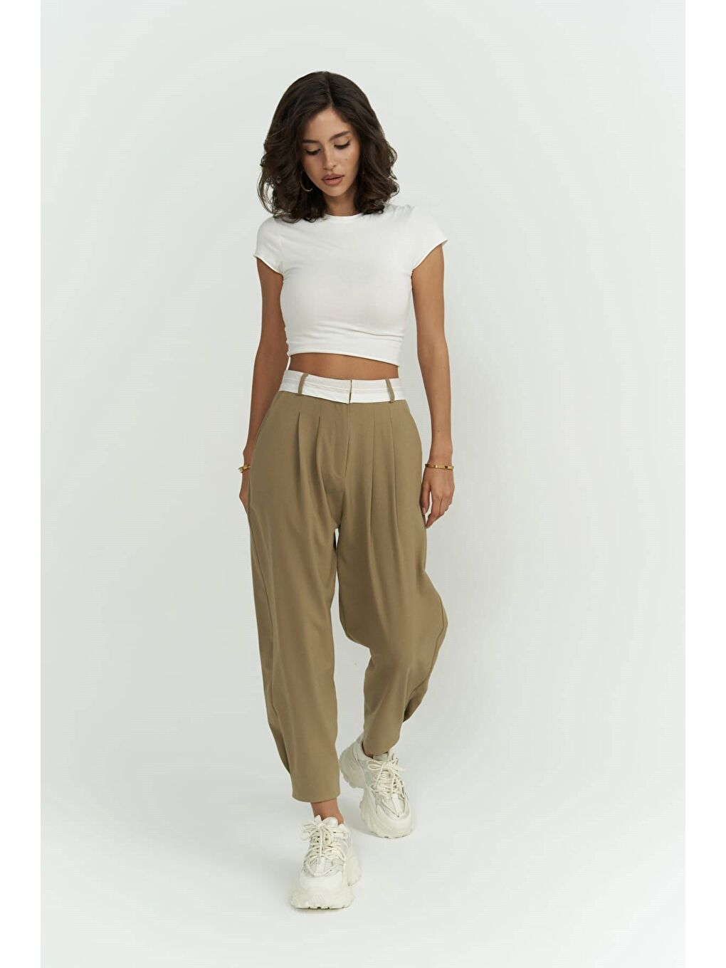 Patrice Açık Haki Ters Kemer Pantolon-5