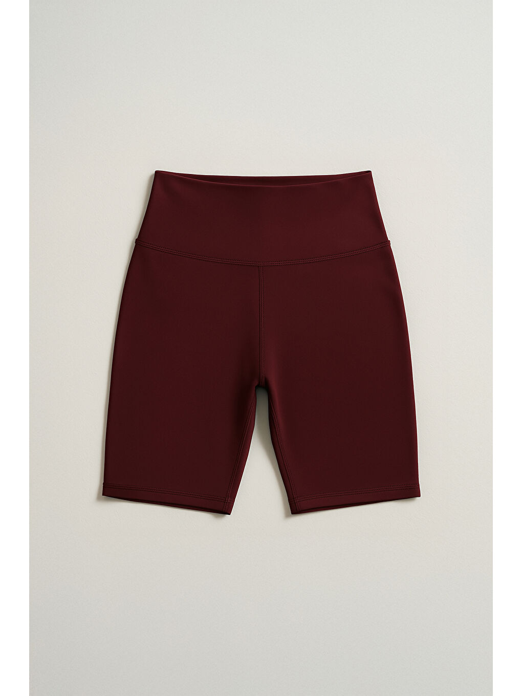 Bordo Yüksek Bel Toparlayıcı Kadın Spor Kısa Tayt-1
