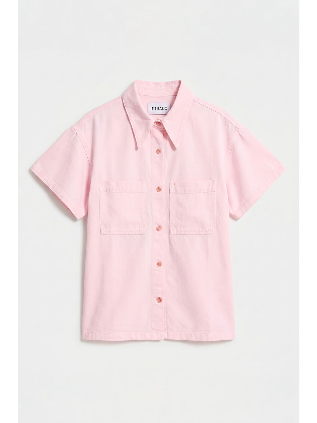 Kadın Light Pembe 6s6-98 Oversize %100 Pamuk Pamuk Denim Gömlek-3