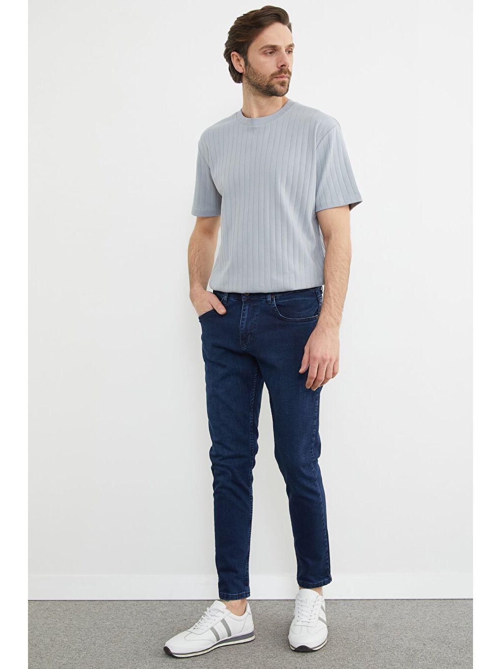 Lacivert Slim Fit Normal Bel Jean-3