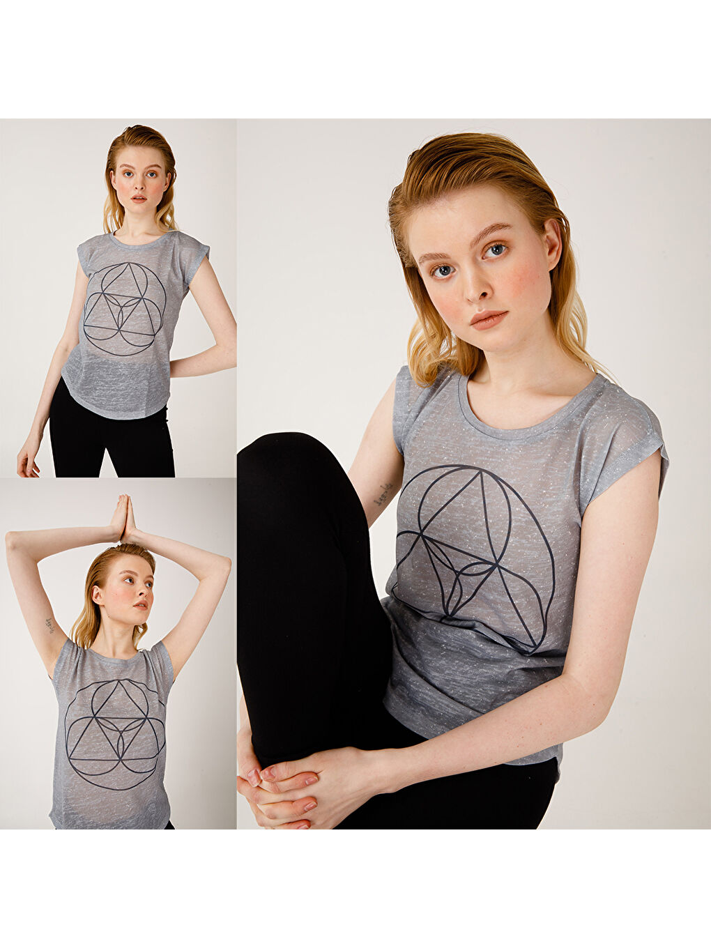 BiggYoga Namaste Gri T-Shirt-4