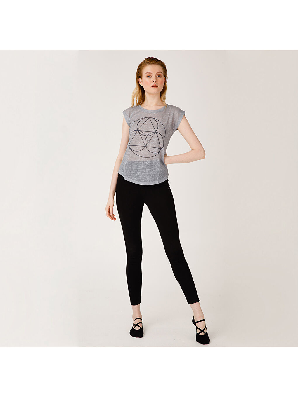 BiggYoga Namaste Gri T-Shirt-5