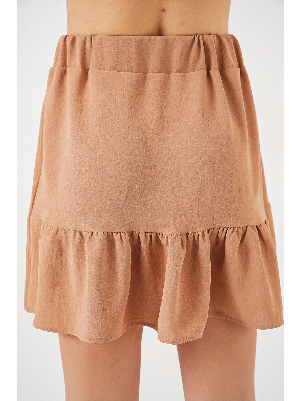 Sarı Kadın Ayrobin Mini Etek 8054 - Camel-6