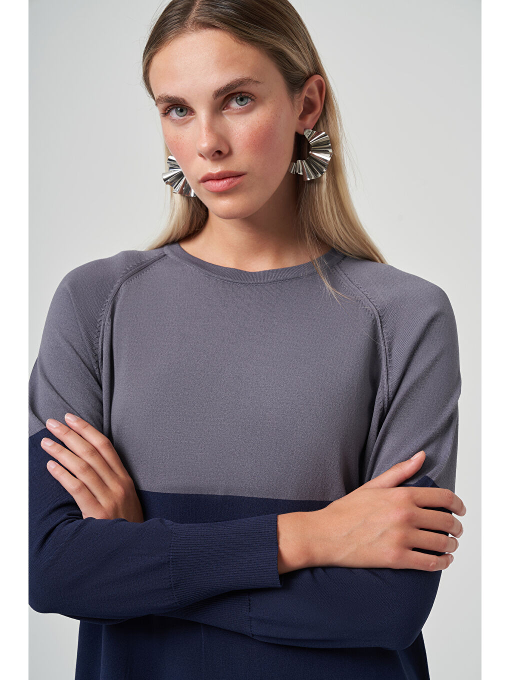 Renk Geçişli Triko Elbise 508 Lacivert-1