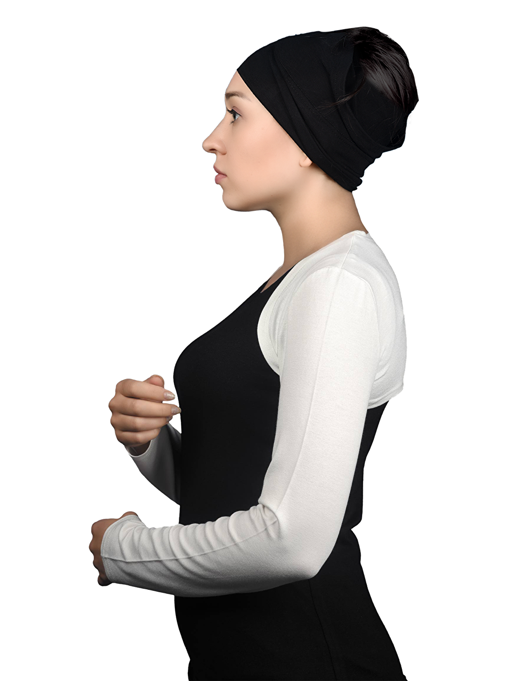 Ekru Uzun Kollu Tesettür Bolero-2