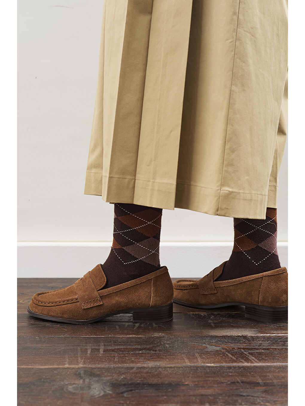 Baklava Desenli Çorap Kahverengi Ekose-1