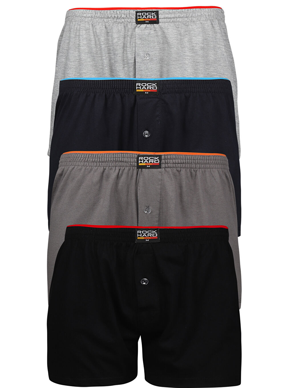 Karışık Erkek Havlu Bel Düğmeli %100 Pamuk Boxer 4'Lü Paket