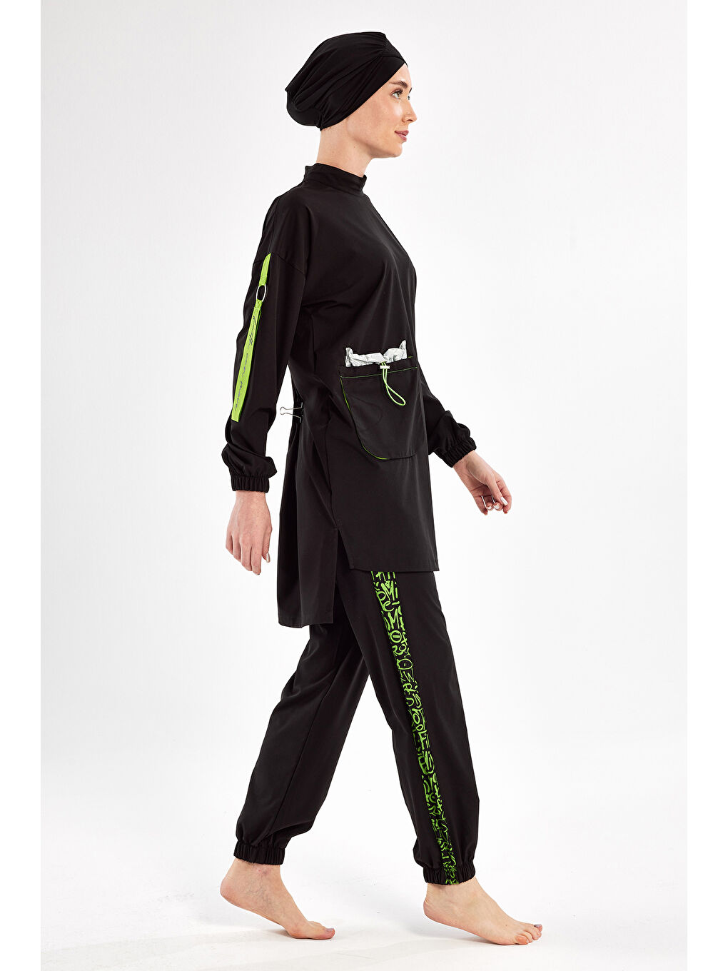 Spor Elastan Tam Kapalı Tesettür Mayo Beth 1203 Siyah-1