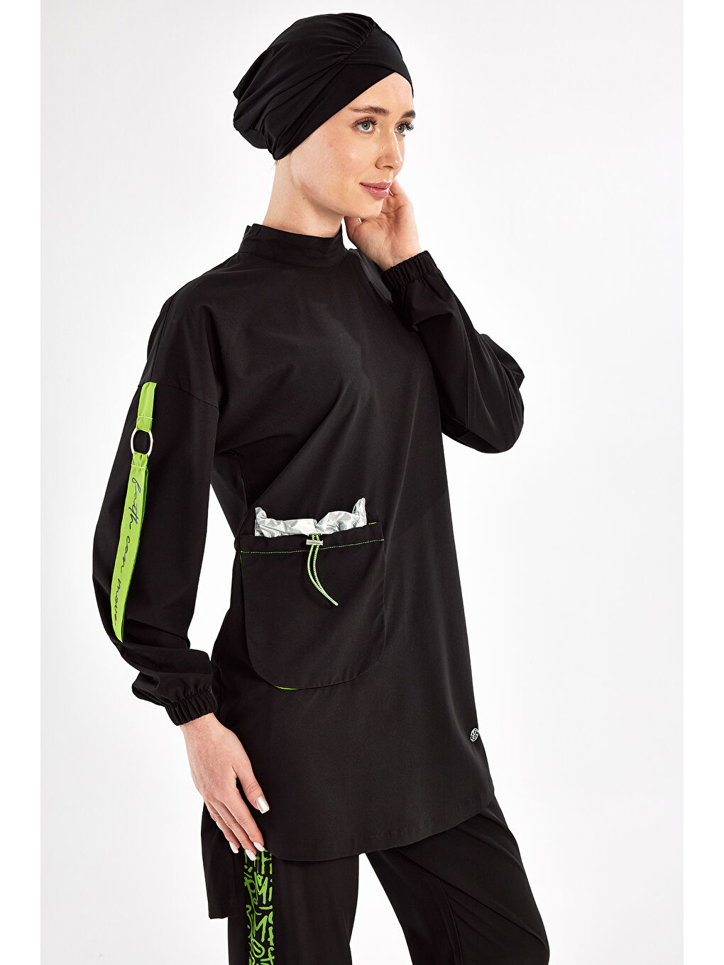 Spor Elastan Tam Kapalı Tesettür Mayo Beth 1203 Siyah-2