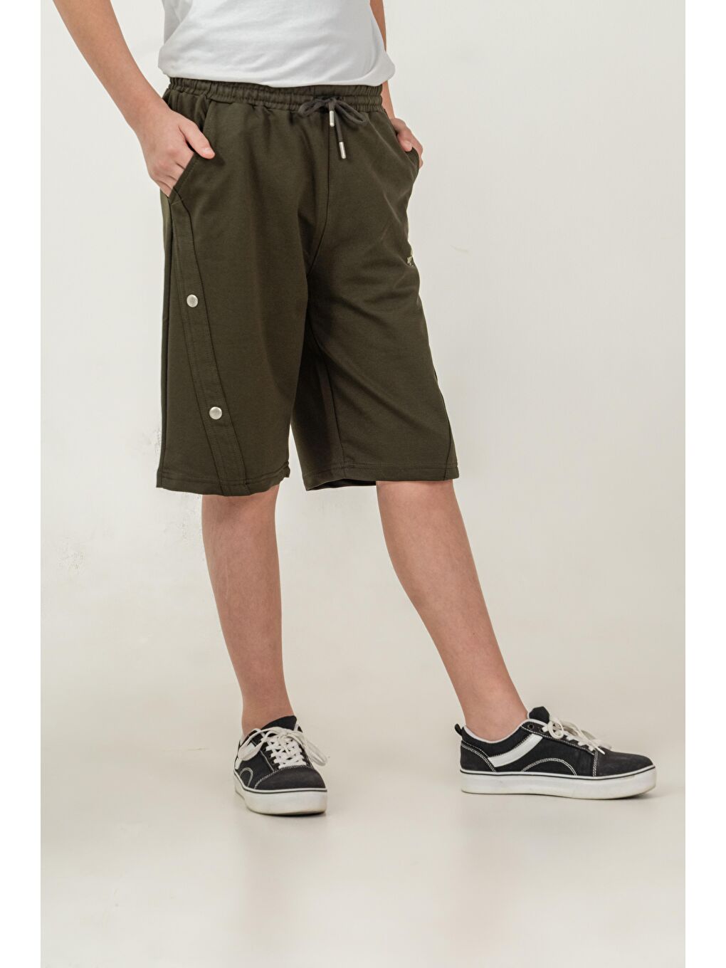 Haki West Coast Baskılı Yanlar Çıtçıtlı Erkek Çocuk Şort-2