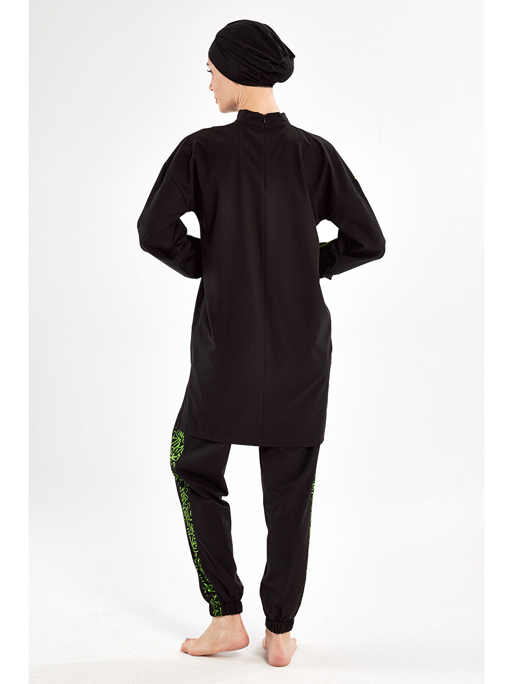 Spor Elastan Tam Kapalı Tesettür Mayo Beth 1203 Siyah-3