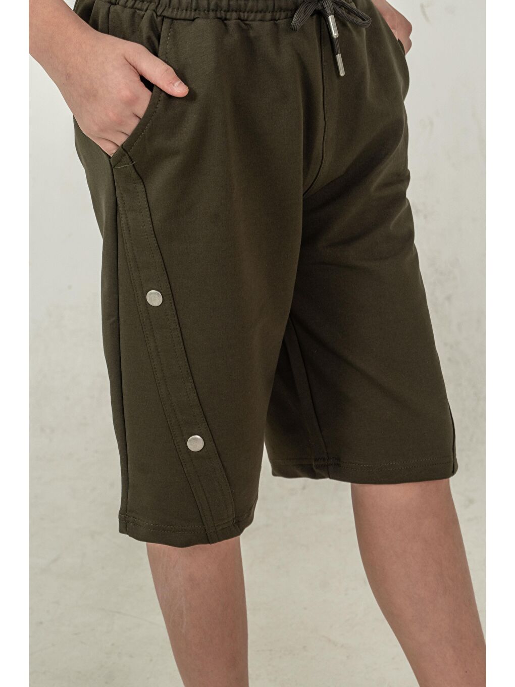 Haki West Coast Baskılı Yanlar Çıtçıtlı Erkek Çocuk Şort-3