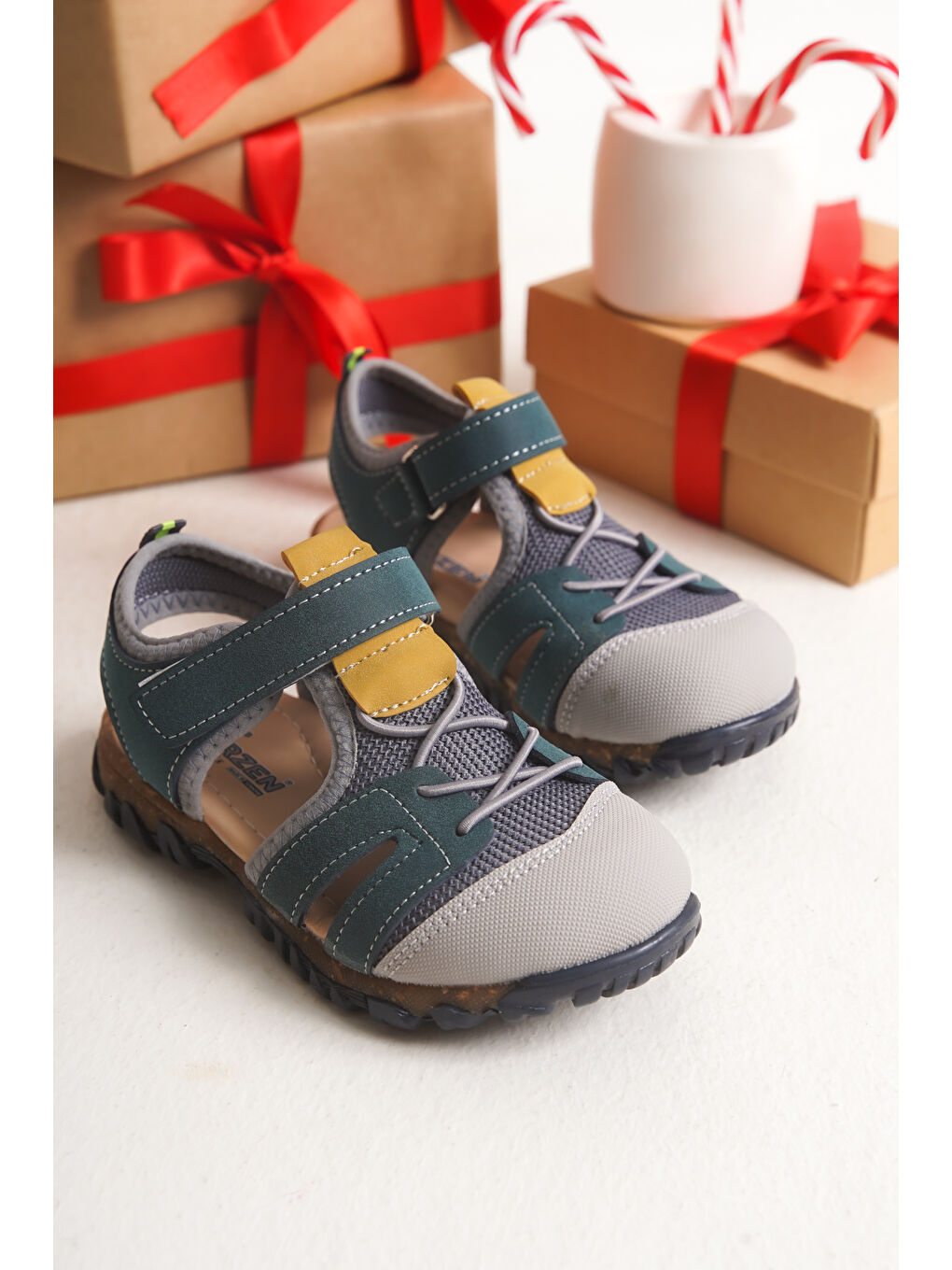 Haki Çinçon Günlük Ortopedik Erkek Çocuk Sandalet Ayakkabı-2