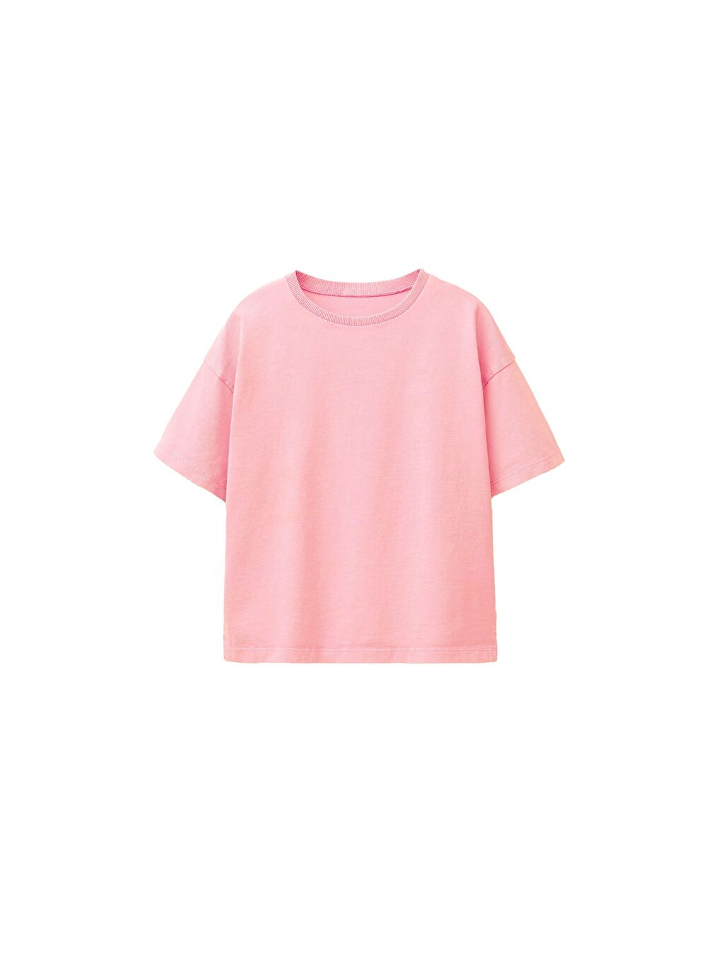 Basic 2'Li Kız Çocuk Bisiklet Yaka T-Shirt ( Lacivert - Pembe )-2