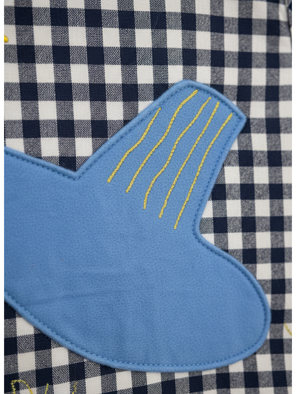 Karışık Unisex Çocuk Pamuklu Lacivert Ekose Kuş Aplikeli Yelek – Yumuşak Dolgulu-2