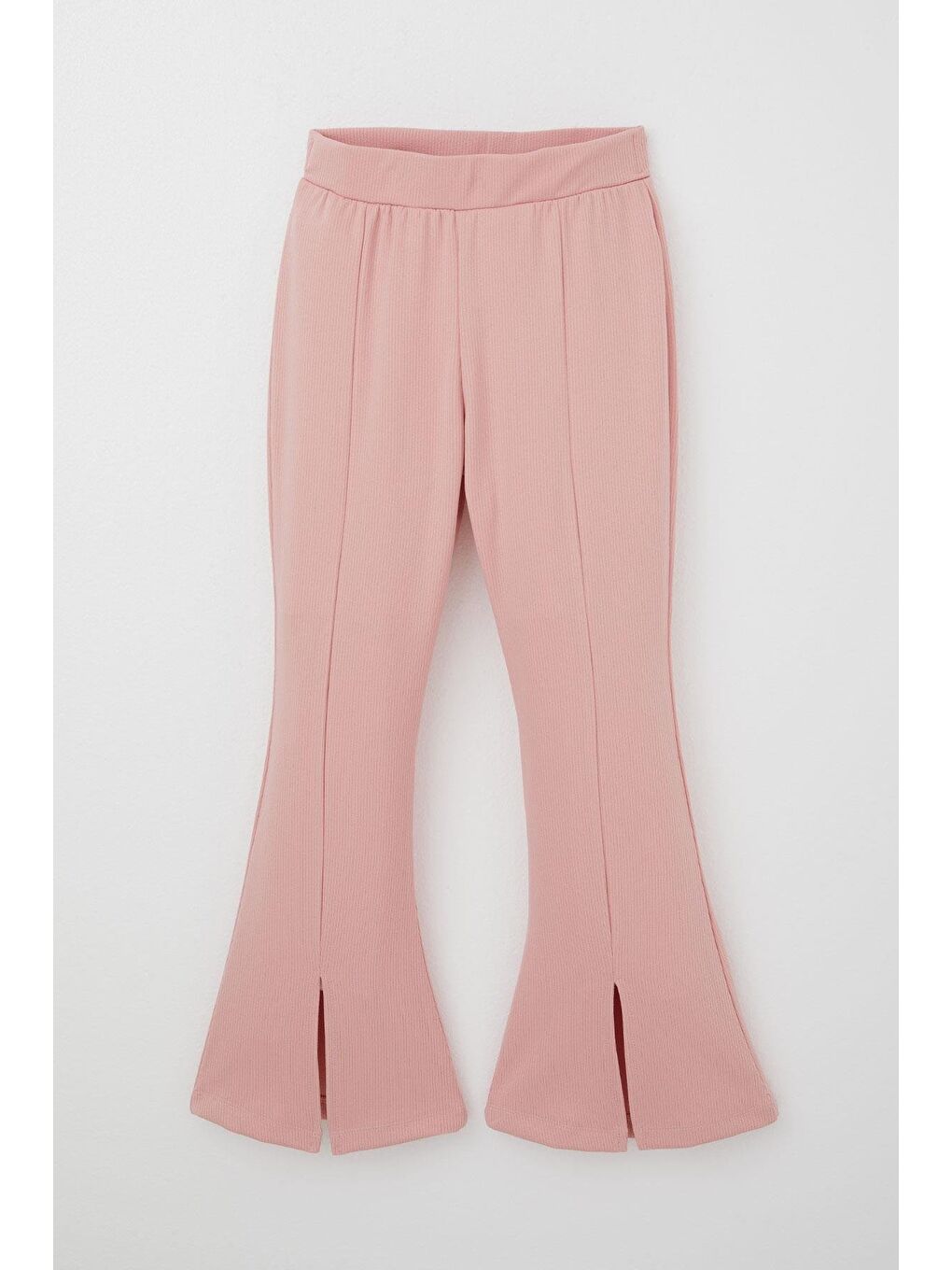 Pembe Kız Çocuk Taytlı Takım Fiyonk Göbek Dekolte Detaylı Gülkurusu (6-12 Yaş)-2