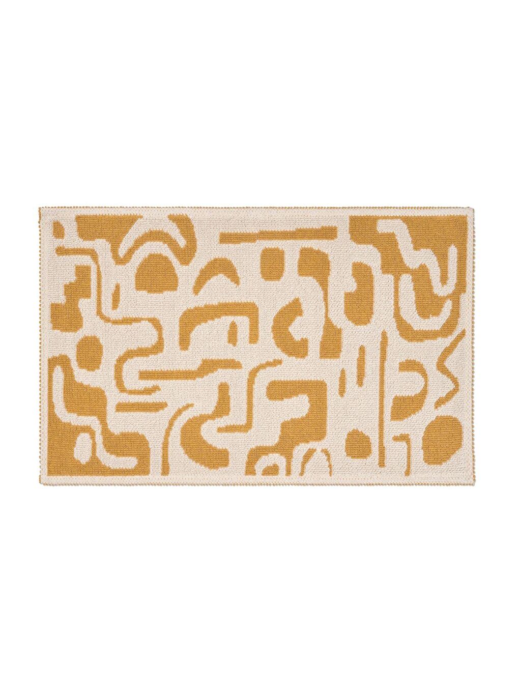 Sarı Mystic Doğal Pamuklu 2'li Banyo Paspas Seti 60x100+50x60 Cm - Ekru/Hardal-3