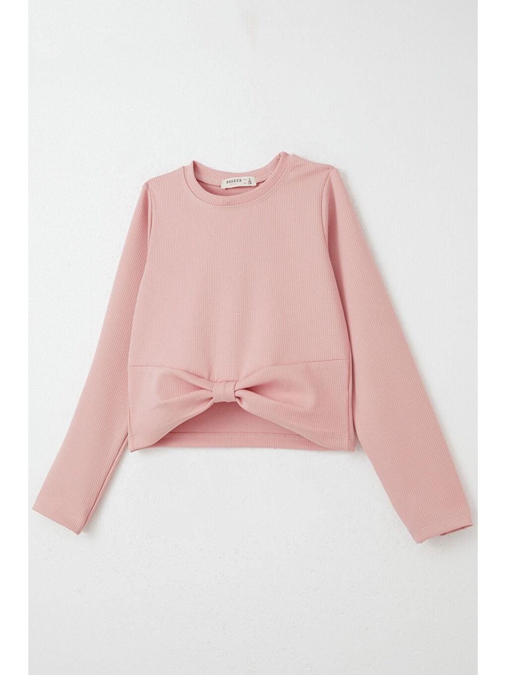 Pembe Kız Çocuk Taytlı Takım Fiyonk Göbek Dekolte Detaylı Gülkurusu (6-12 Yaş)-5