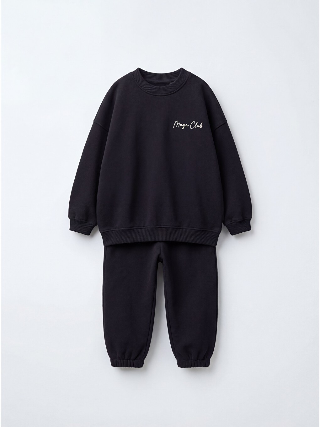 Çocuk Siyah Basic Sweatshirt Ve Eşofman Altı Takımı