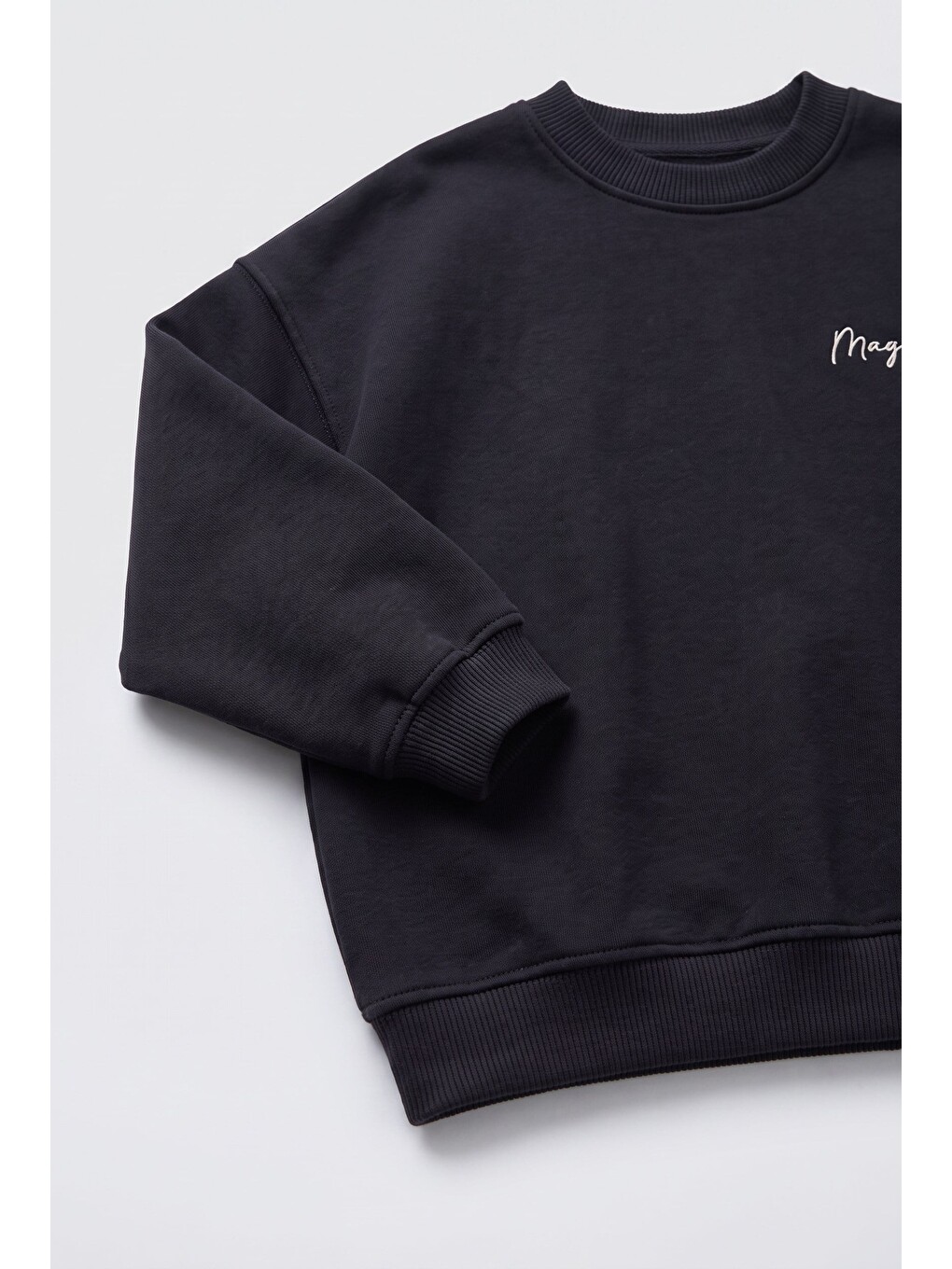 Çocuk Siyah Basic Sweatshirt Ve Eşofman Altı Takımı-2