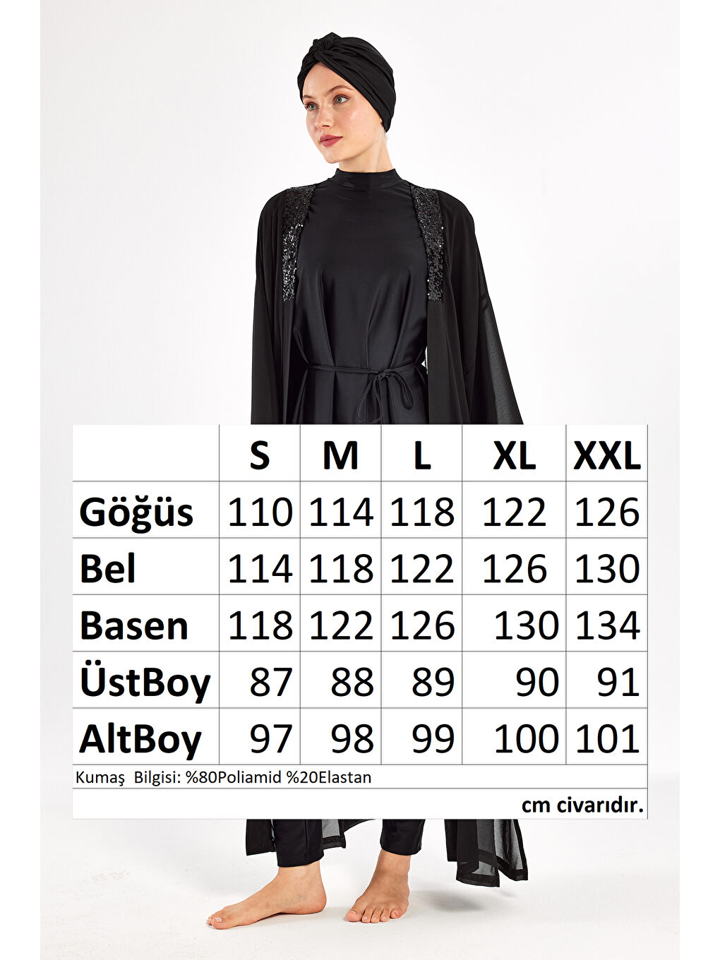 3 lü Pareolu Tasarım Elastanlı Tam Kapalı Tesettür Mayo Jorıe 1132 Siyah-3