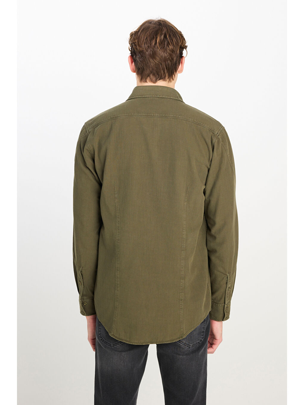 Haki Regular Fit Normal Kesim %100 Pamuk Gömlek Ceket-4