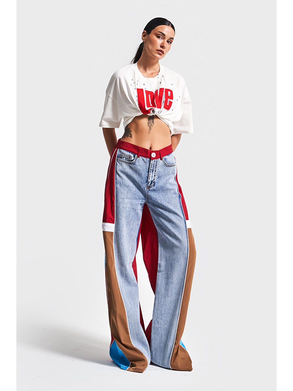 Mavi Kadın Jean Çoklu Renk Çift Parça Palazzo Fit Tasarım Pantolon-3