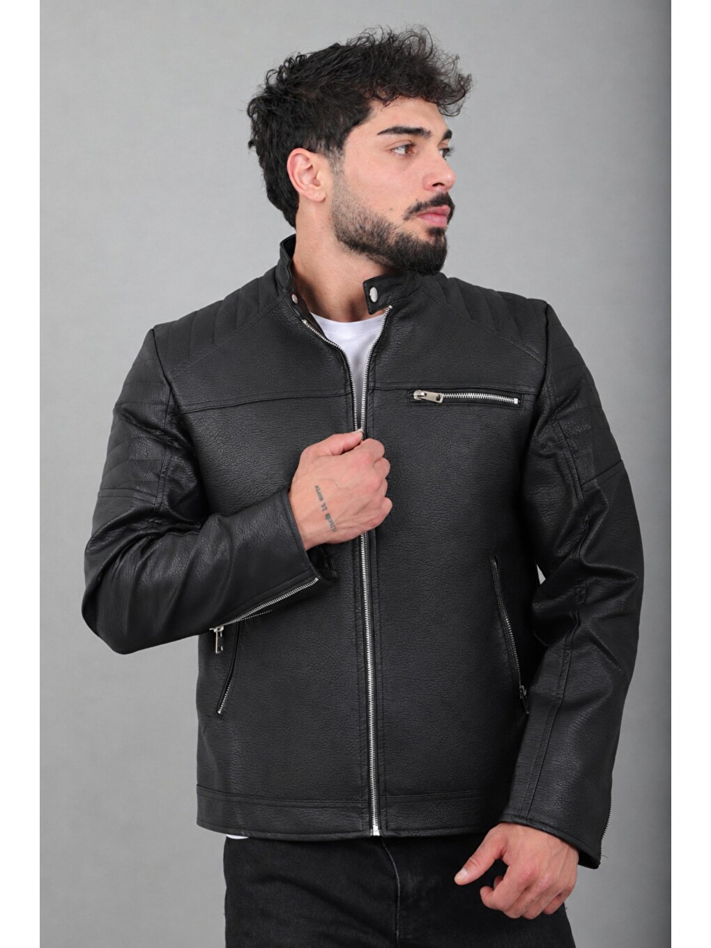 Siyah Omuz Detay Suni Deri Mont Kmd 816_50517