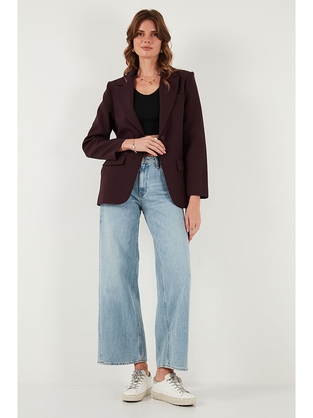 Mürdüm Regular Fit Kruvaze Yaka Kemerli Blazer Ceket 6839367-1