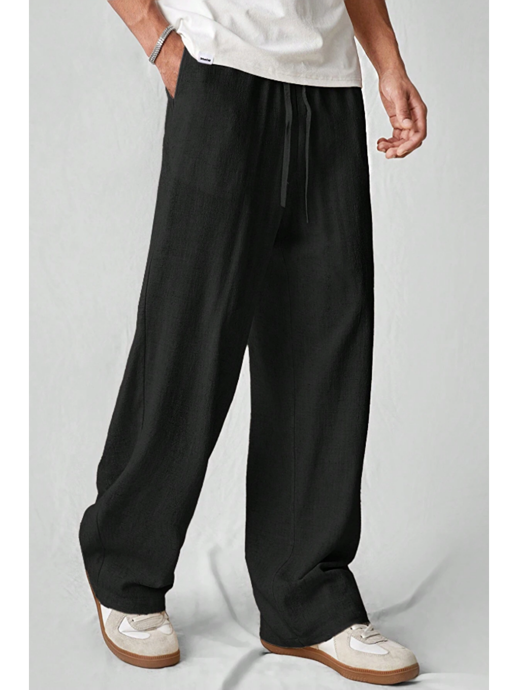 Hafif Ve Rahat Müslin Baggy Erkek Pantolon - Siyah