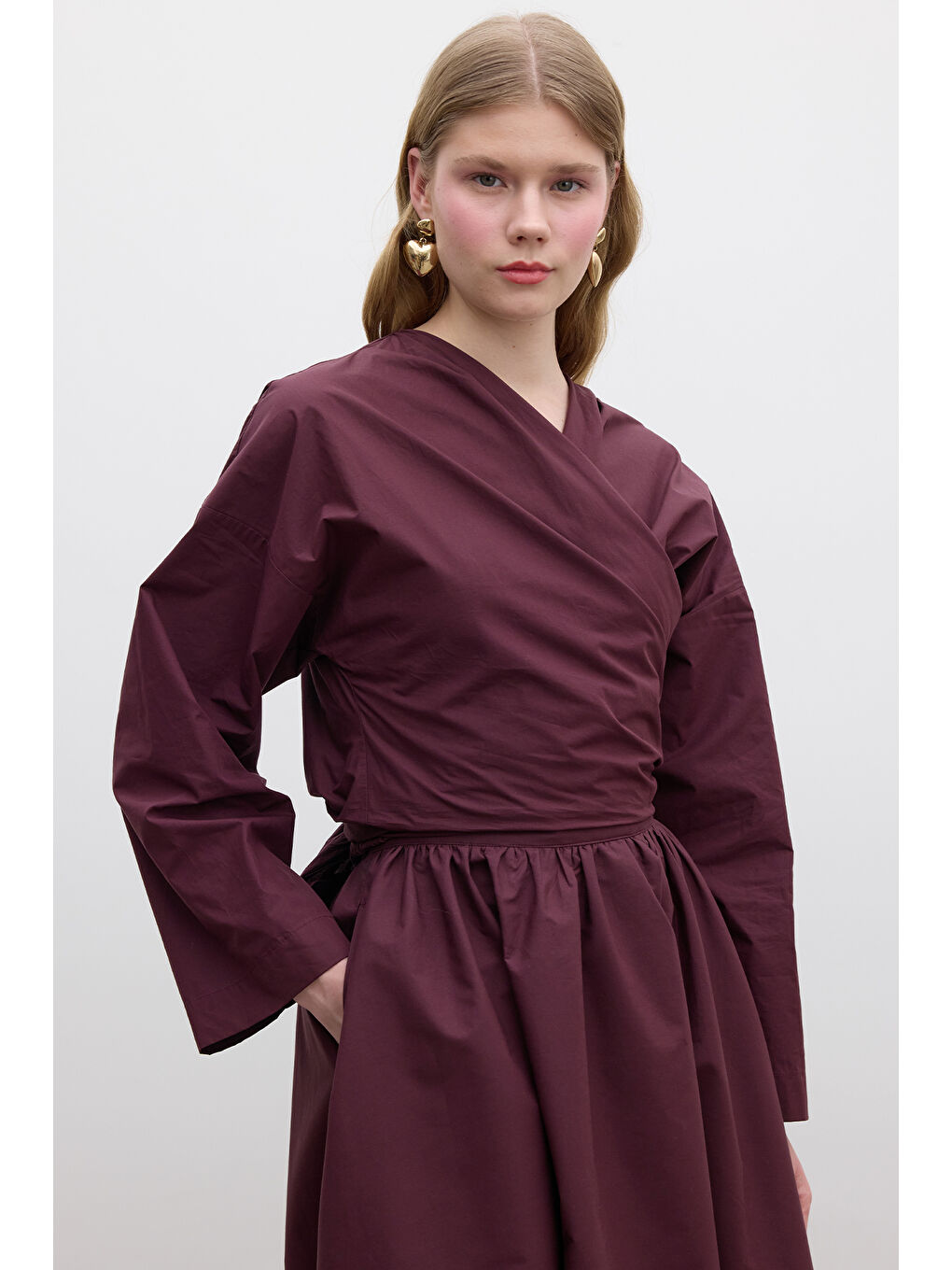 Kimono Tarz Premıum Gömlek Bordo-2