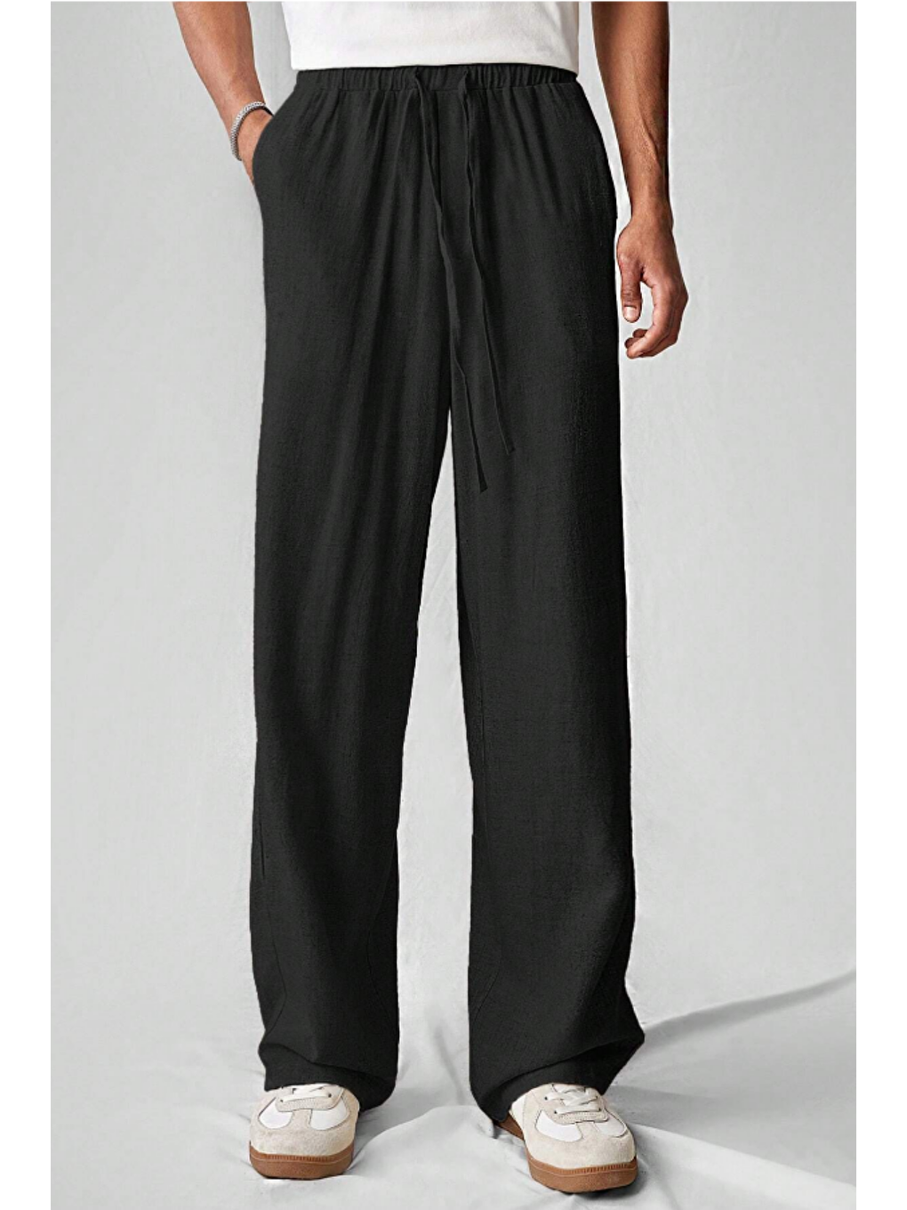 Hafif Ve Rahat Müslin Baggy Erkek Pantolon - Siyah-1