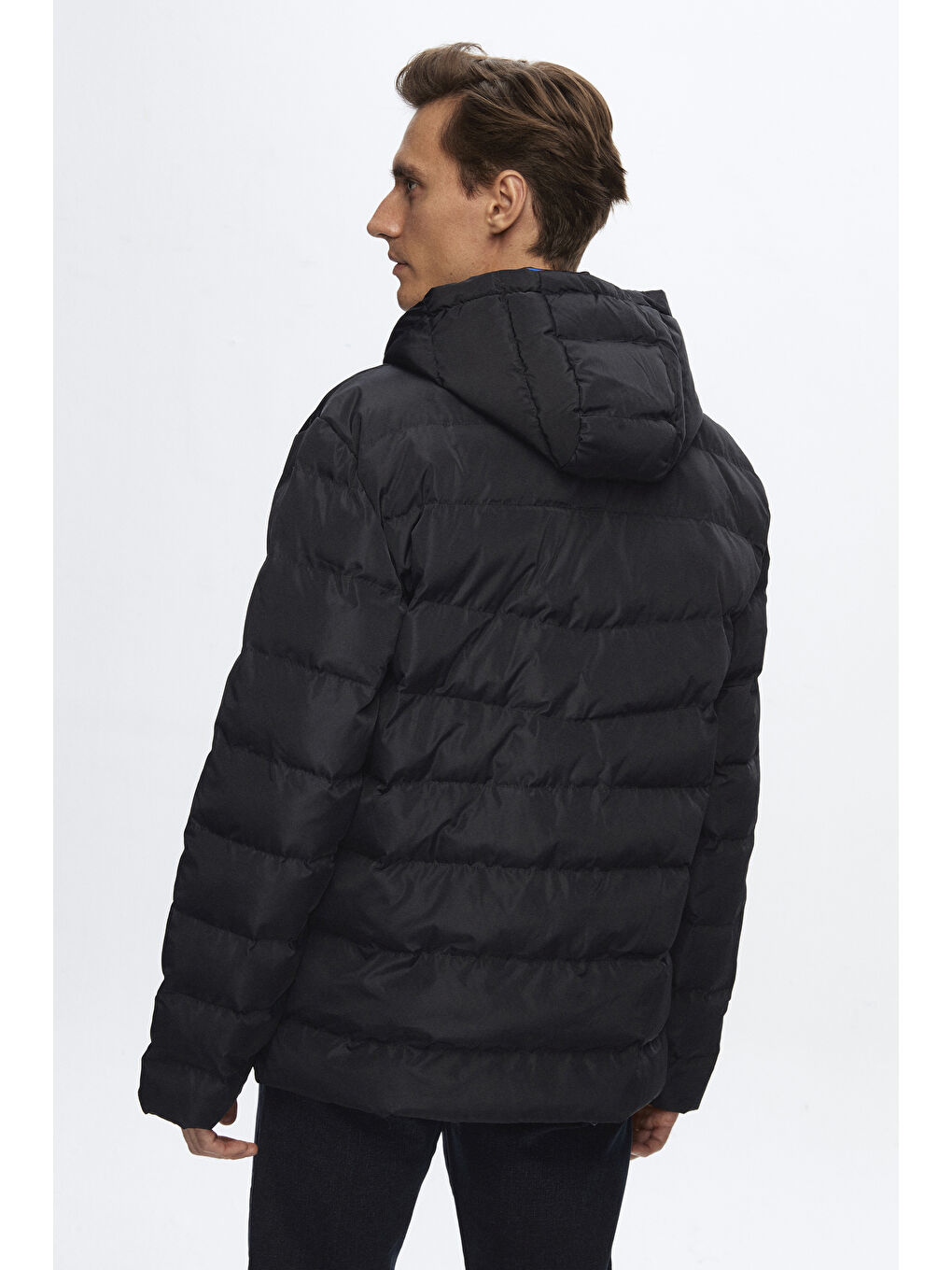 Regular Fit Lacivert Şişme Kapüşonlu Mont-2