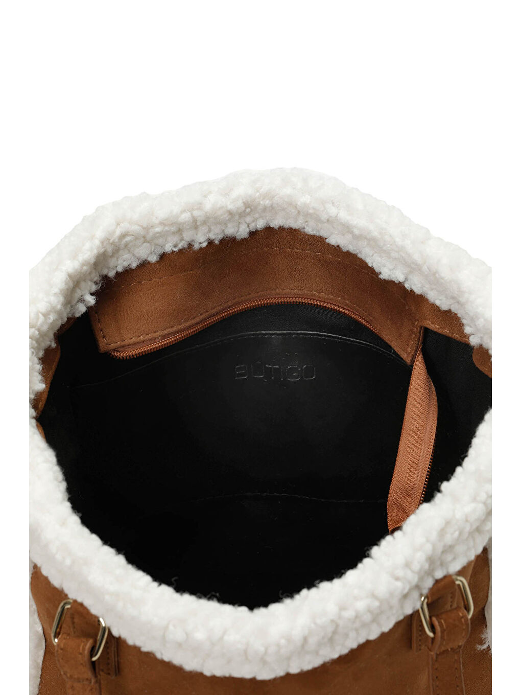 Kahverengi SUET FUR DTY OMZ 4PR Taba Kadın Omuz Çantası-3