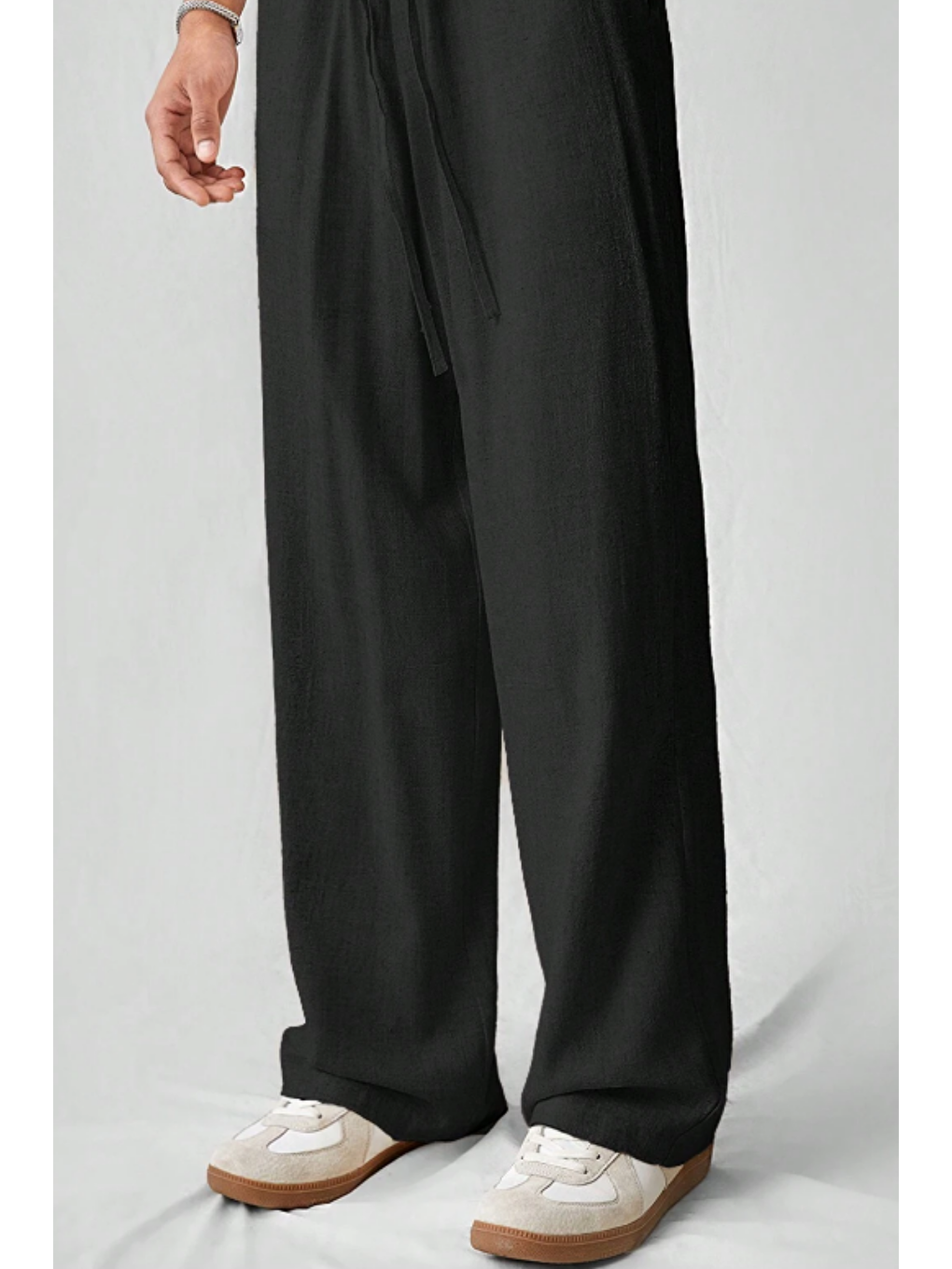 Hafif Ve Rahat Müslin Baggy Erkek Pantolon - Siyah-3