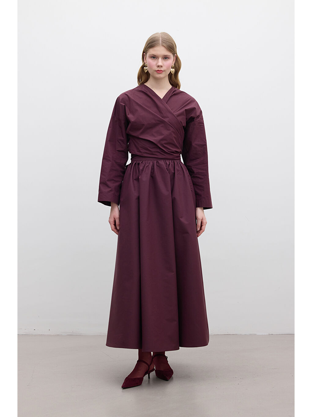 Kimono Tarz Premıum Gömlek Bordo-4