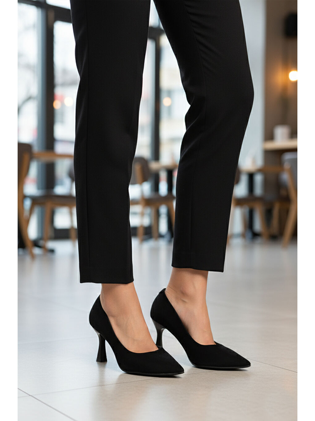 Siyah Kısa İnce Topuklu Kadın Abiye Ayakkabı 357190 Z-2