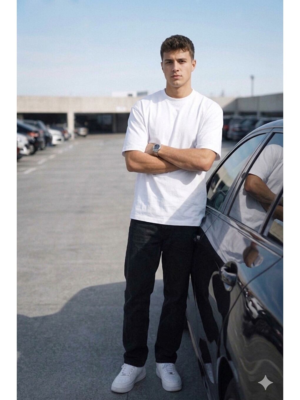 Beyaz Erkek Oversize Tişört – Minimal “Don’t Look Back” Detaylı Basic-1