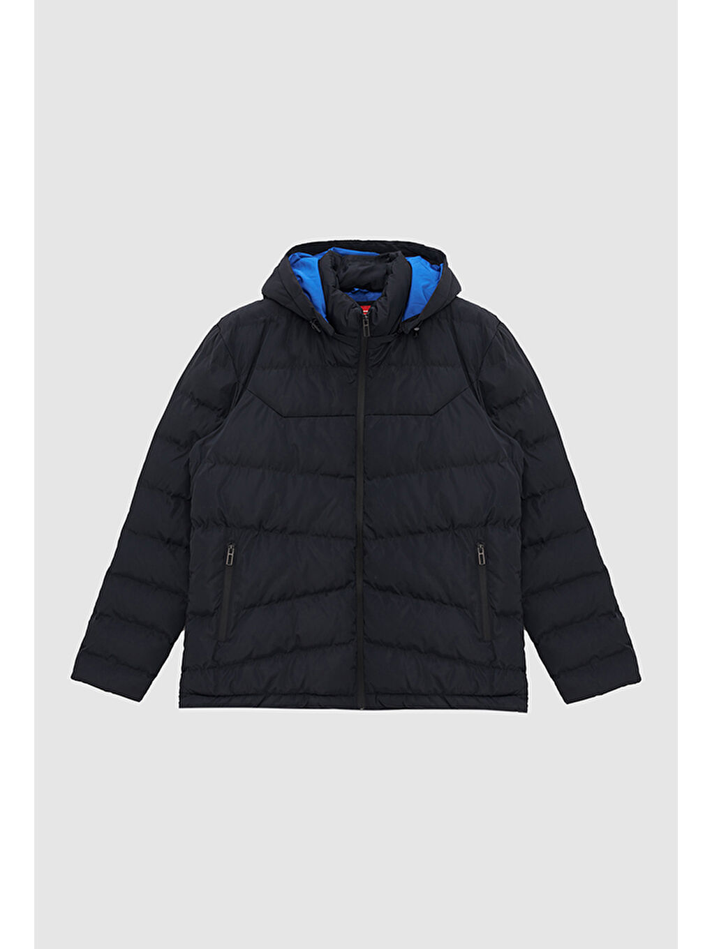 Regular Fit Lacivert Şişme Kapüşonlu Mont-4