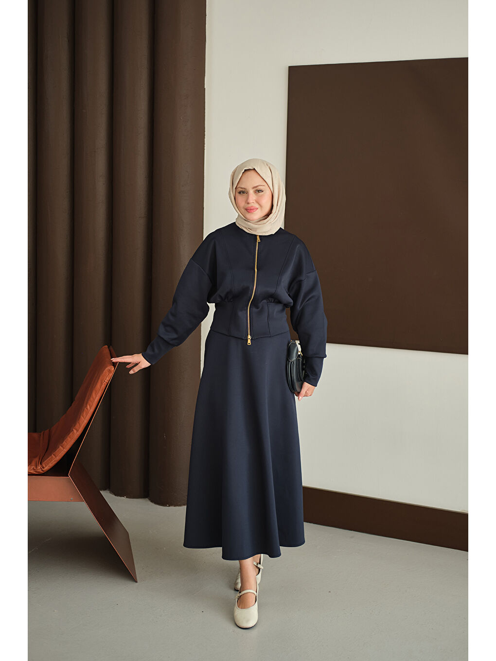 Kadın Beli Korse Detay Takım Lacivert-1