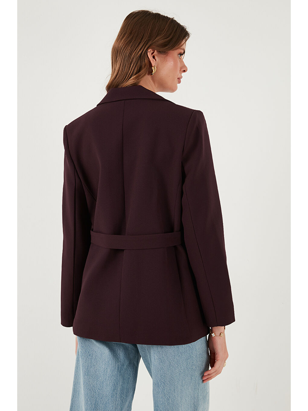 Mürdüm Regular Fit Kruvaze Yaka Kemerli Blazer Ceket 6839367-6