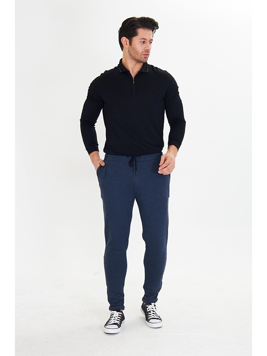 Erkek Polycotton Esnek Jogger Pantolon Lacivert 5801-L-1