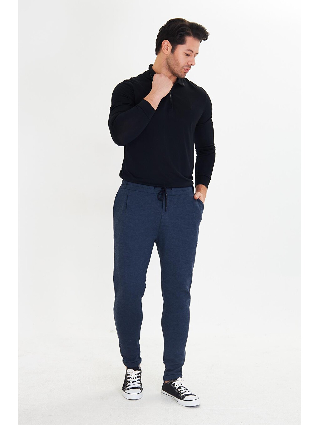 Erkek Polycotton Esnek Jogger Pantolon Lacivert 5801-L-2