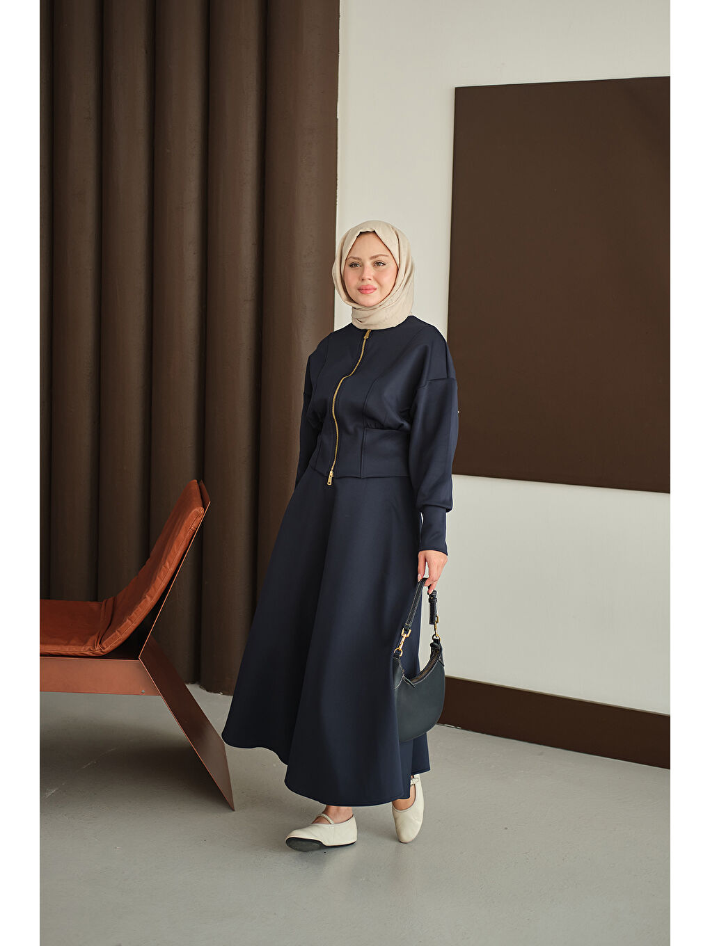 Kadın Beli Korse Detay Takım Lacivert-2