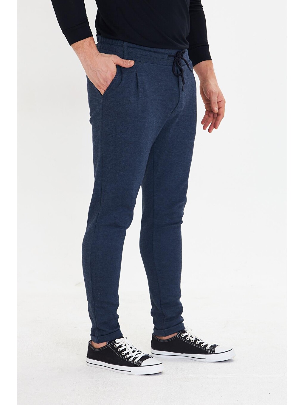 Erkek Polycotton Esnek Jogger Pantolon Lacivert 5801-L-5