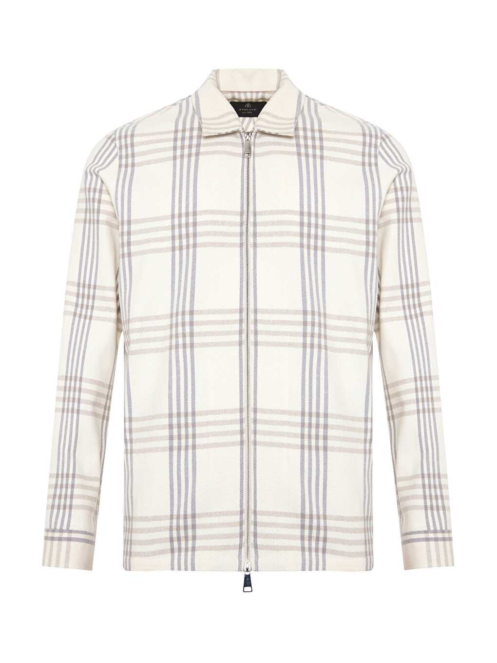 Prato Flanel Pamuklu Overshirt Fit Ekru Klasik Yaka Erkek Ekoseli Gömlek Ceket-1