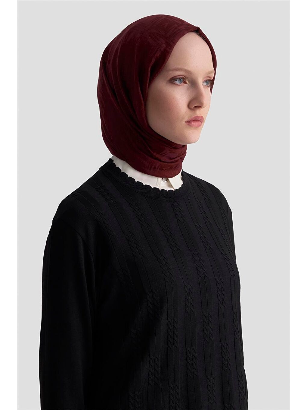 Örgü Desenli Kazak 25Kd7004 Siyah-2