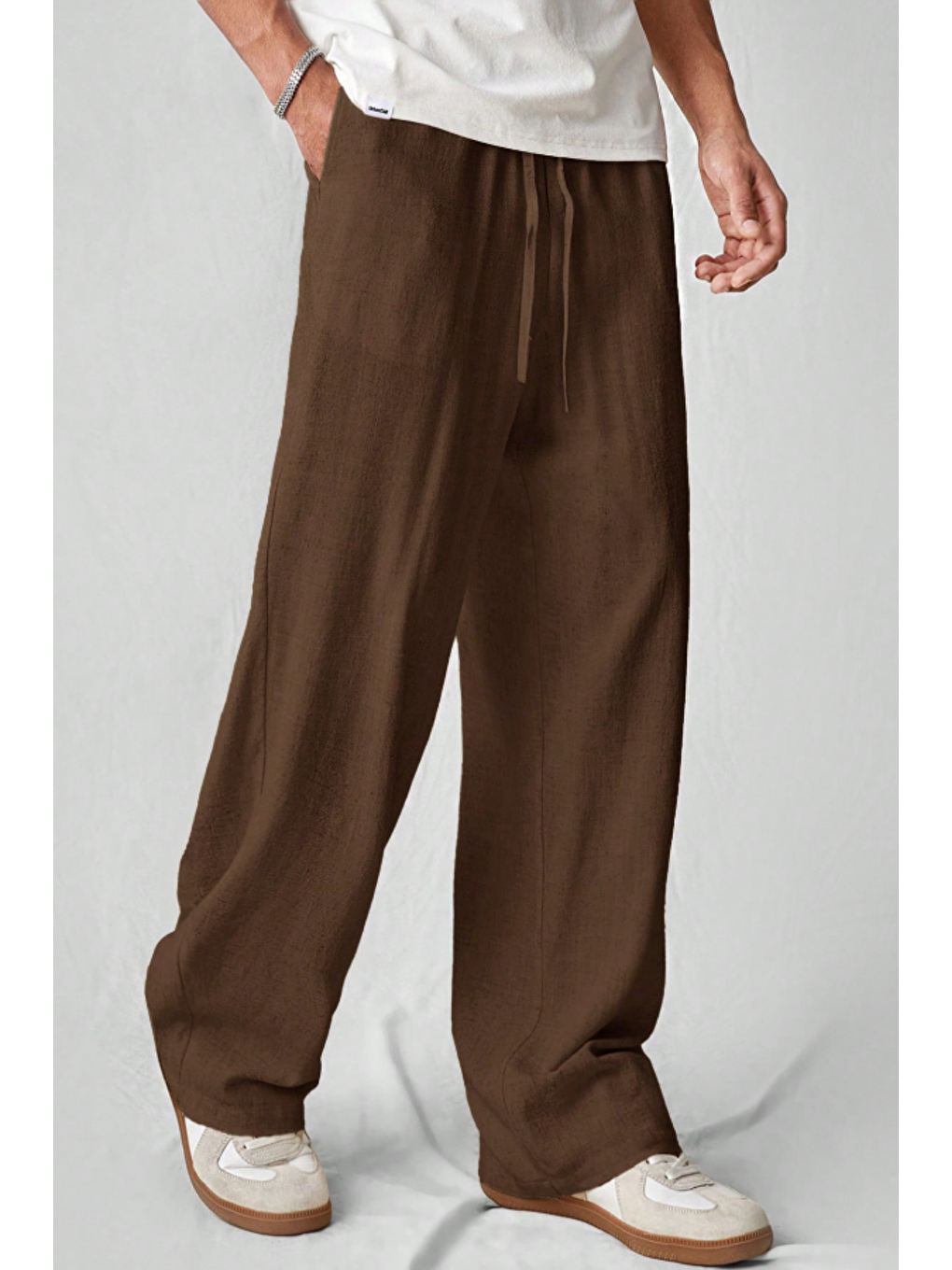 Hafif Ve Rahat Müslin Baggy Erkek Pantolon - Kahverengi