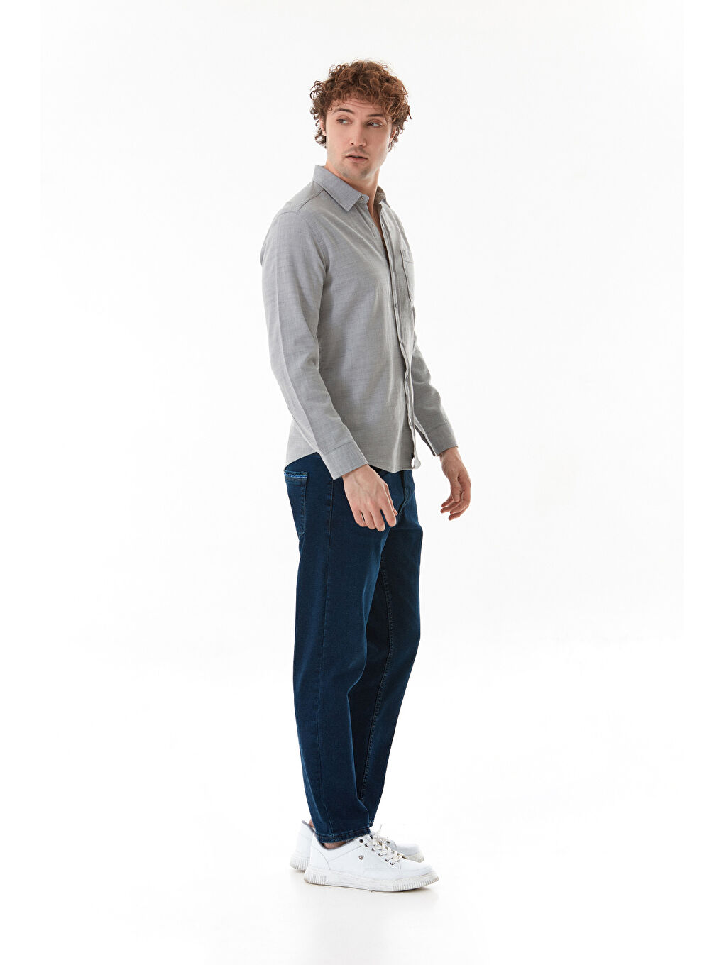 Gri Basic Cepli Çıtçıtlı Gömlek-2